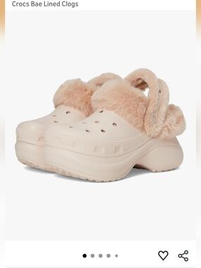 CROCS Bae Lined Clogs in Pale Pink Faux Fur
